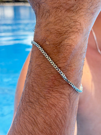 V Flow Bracelet Sterling Silver 925s-(20cm-3mm)
