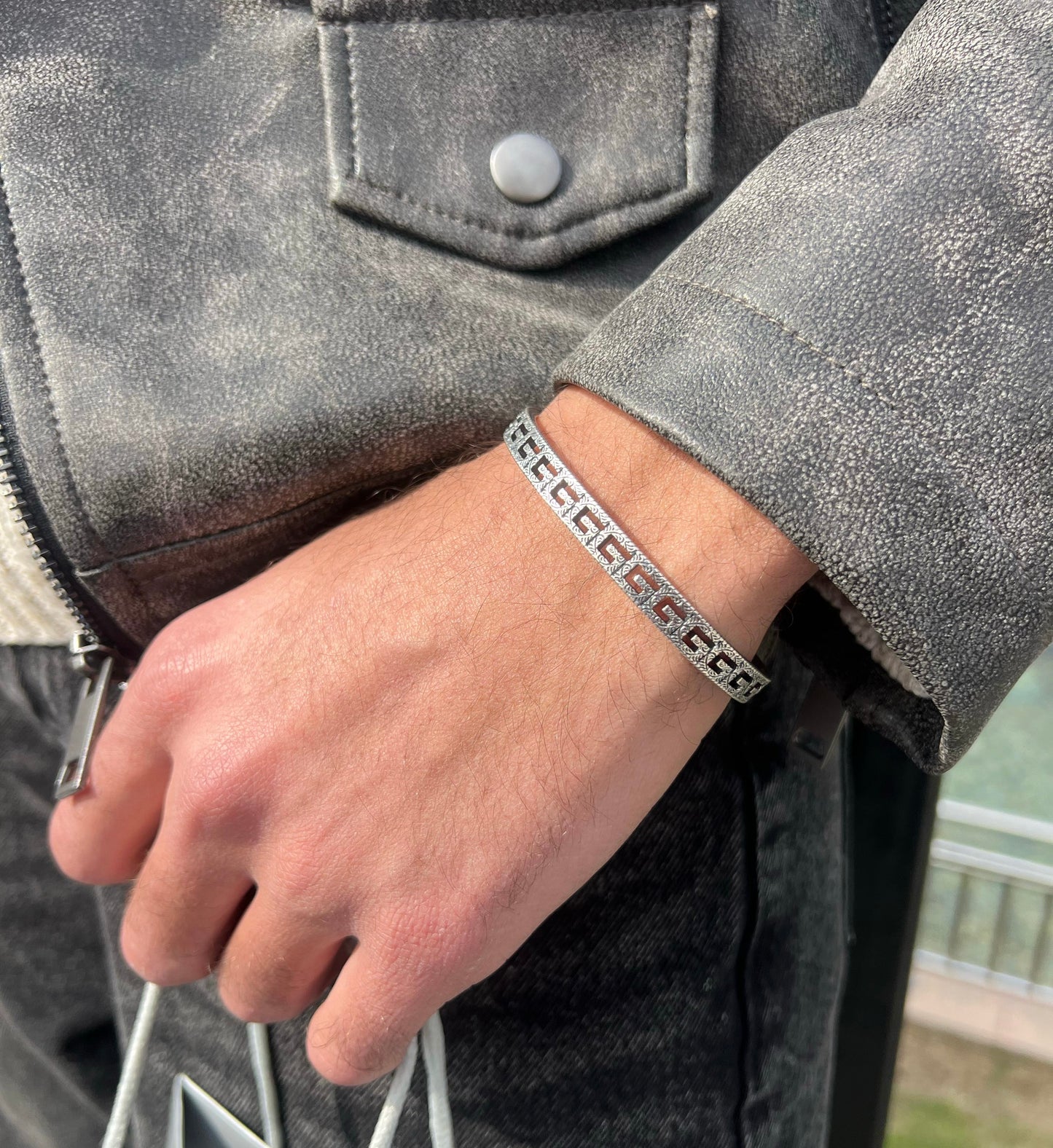 Stamped GUCCI Bangle bracelet -S925 Sterling Silver for men -