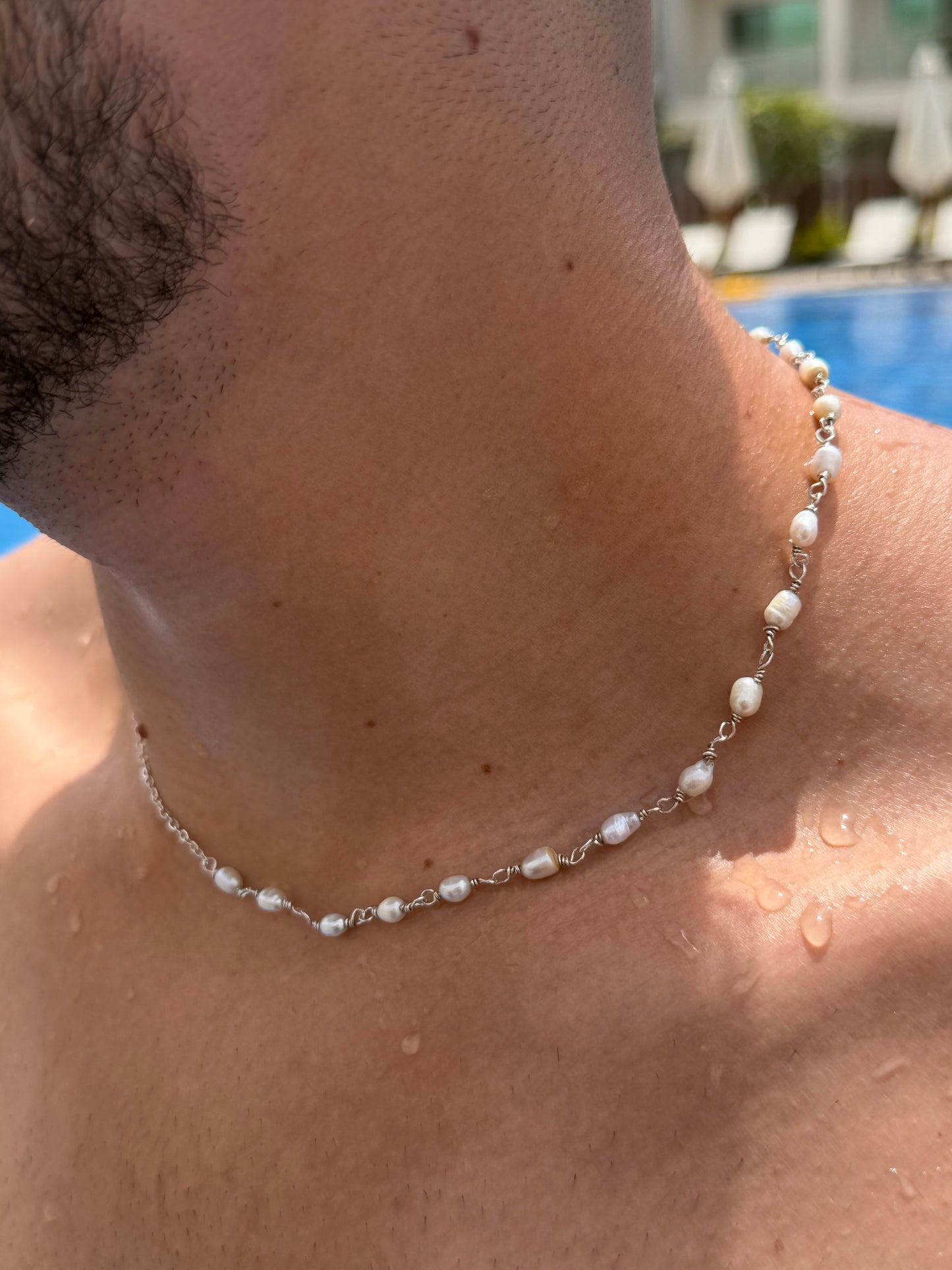 Equilibre Pearl  Necklace in Sterling Silver 925s