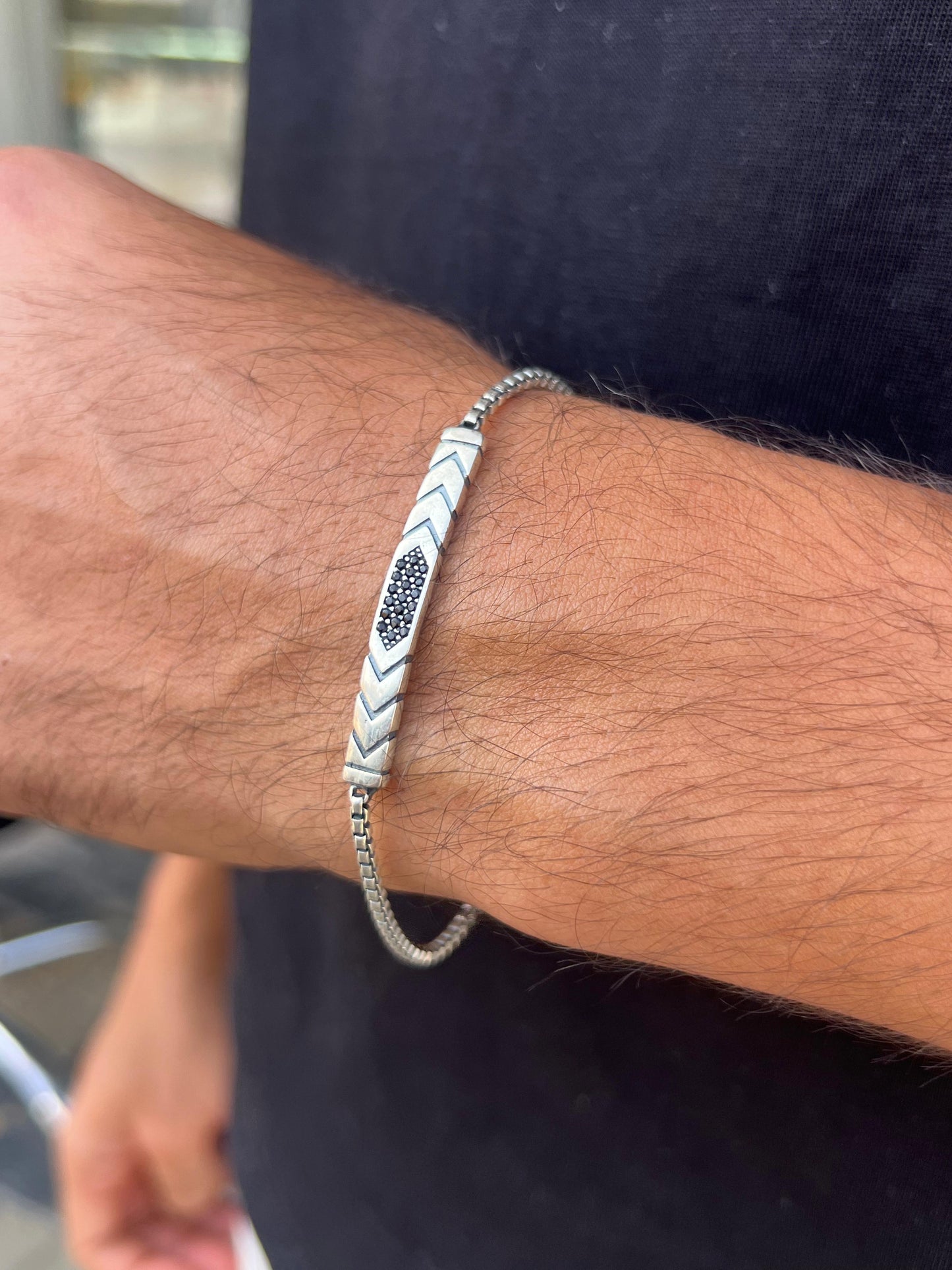 Arrow Zirconia Bracelet for Men's Sterling Silver 925s-(20cm-4mm)