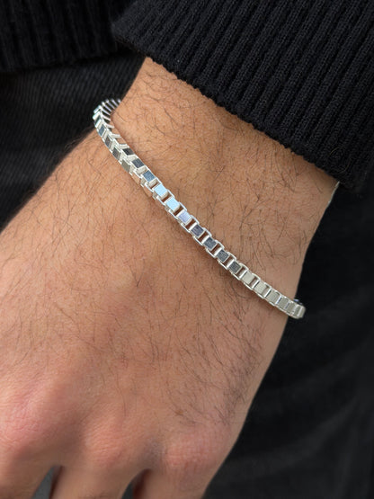 Thick Box Bracelet for Men's Sterling Silver 925s(21cm-4mm)