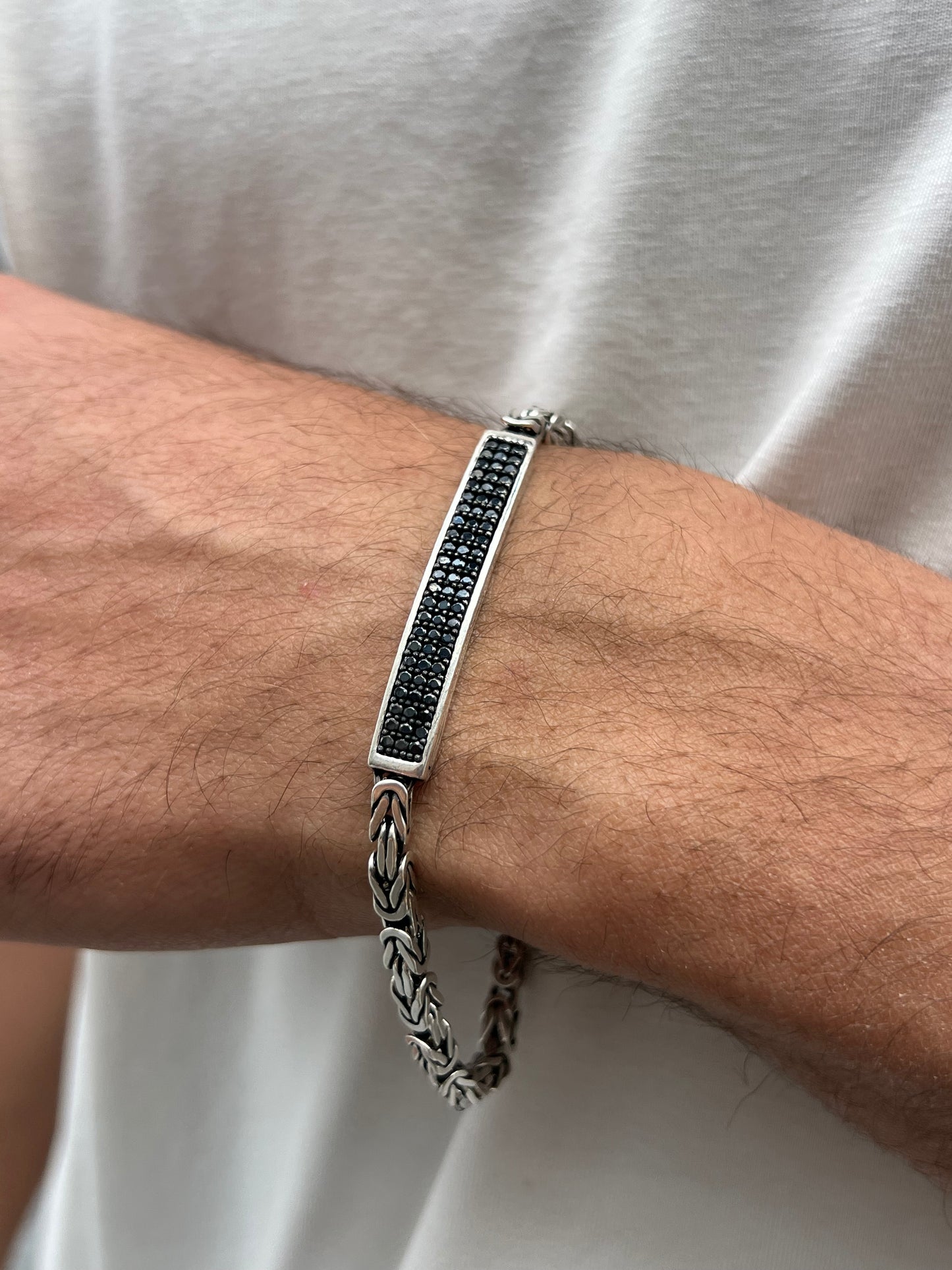 Black zirconia king bracelet S925 Sterling Silver for men