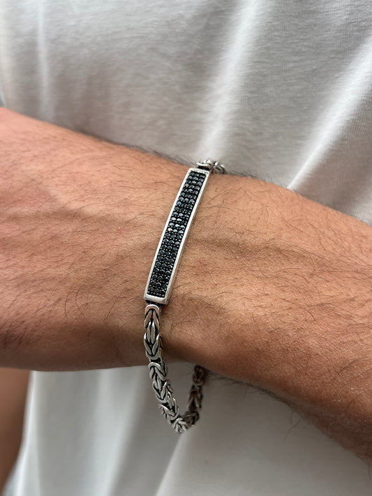 Black zirconia king bracelet S925 Sterling Silver for men