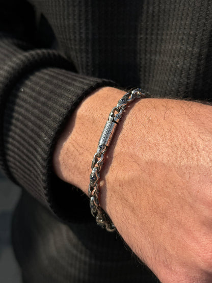 Argent Wolf-S925 Sterling Silver Bracelet for men-20.5cm-6mm