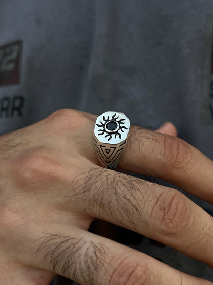 Sun Signet Ring -for Men's Sterling Silver 925s