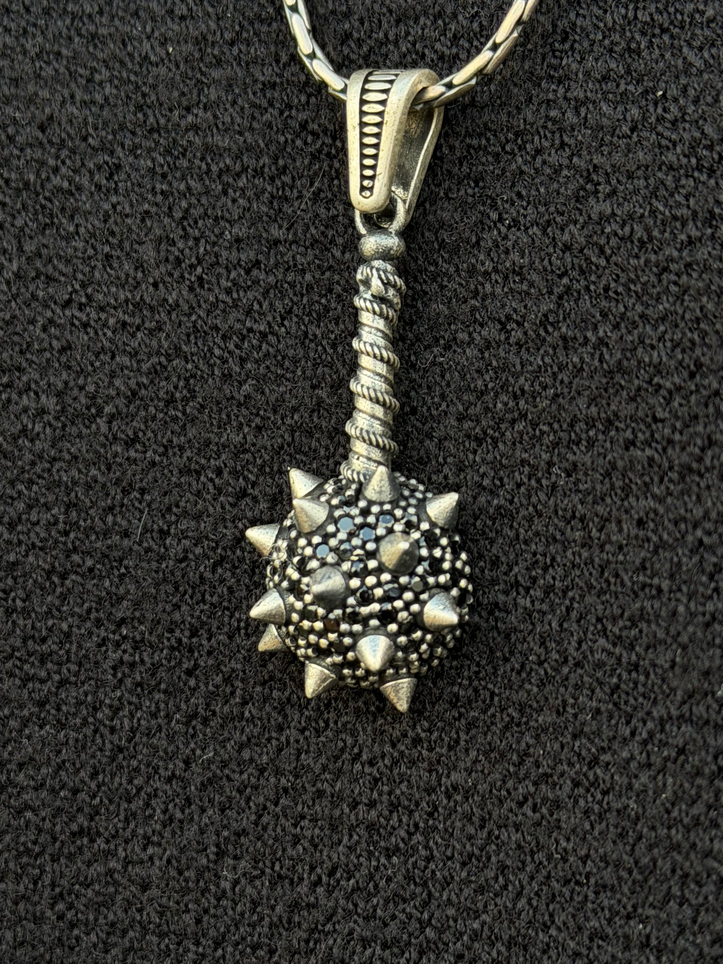 Warrior Mace Pendant – S925 Silver-4cm