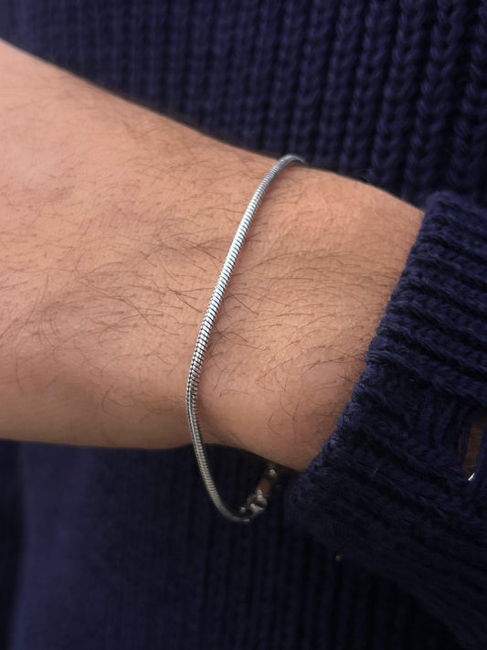Rattail -S925 Sterling Silver Bracelet for men-(2mm)