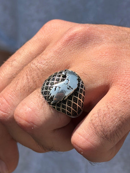 Eagle Face Ring -for Men's Sterling Silver 925s