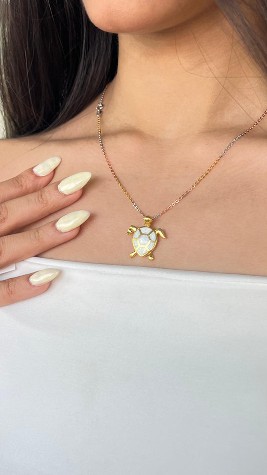 -Gold Plated- Turtle with Murano Glass - S925