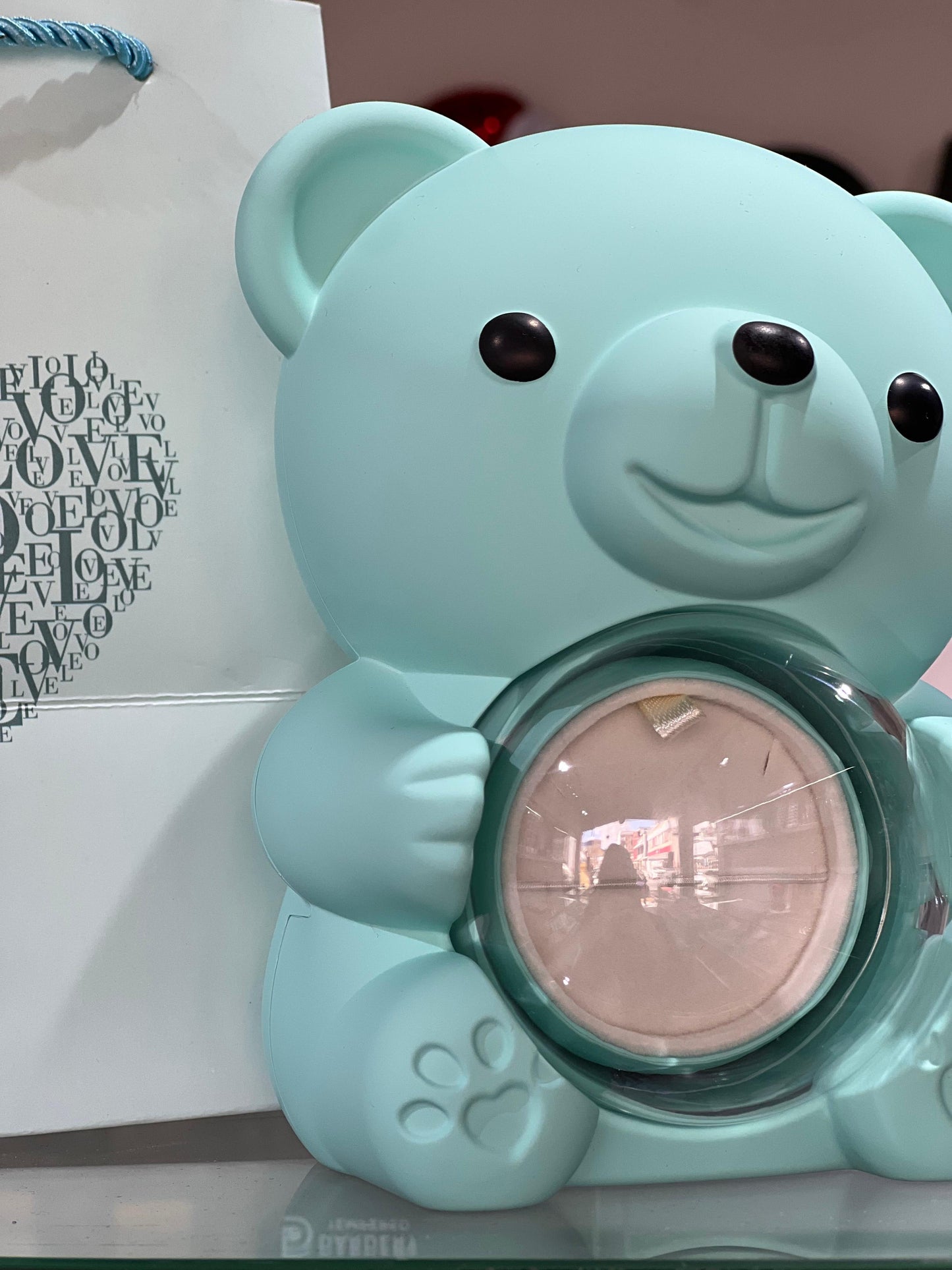 Blue Cute Teddy Bear Valentine’s Box -Natural Rose🧸