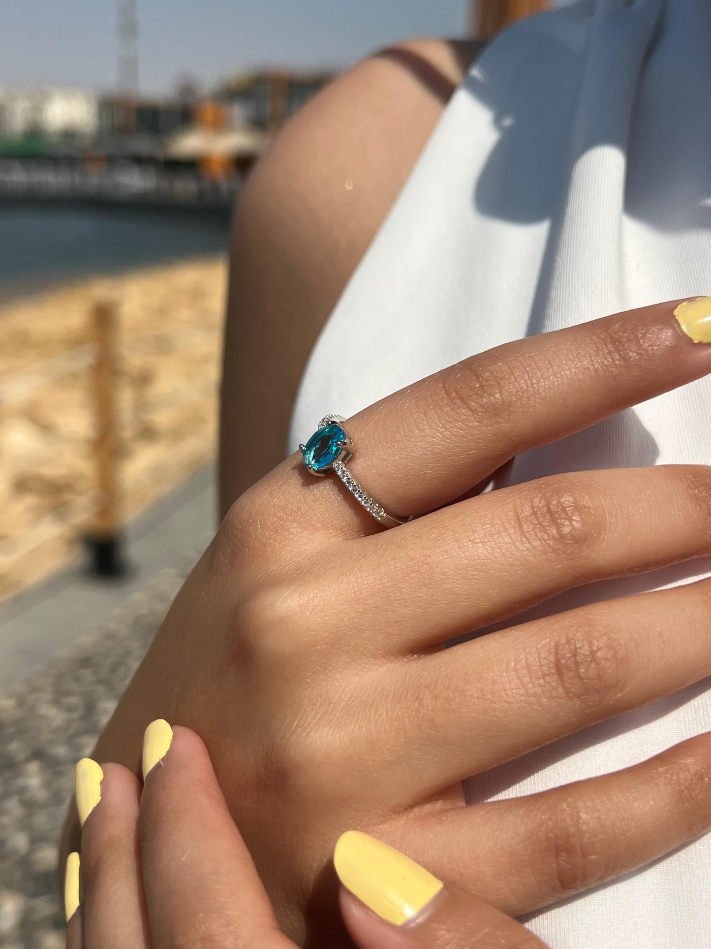 Ocean Blue  Ring in Sterling Silver -925