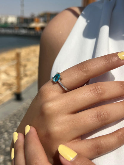 Ocean Blue  Ring in Sterling Silver -925