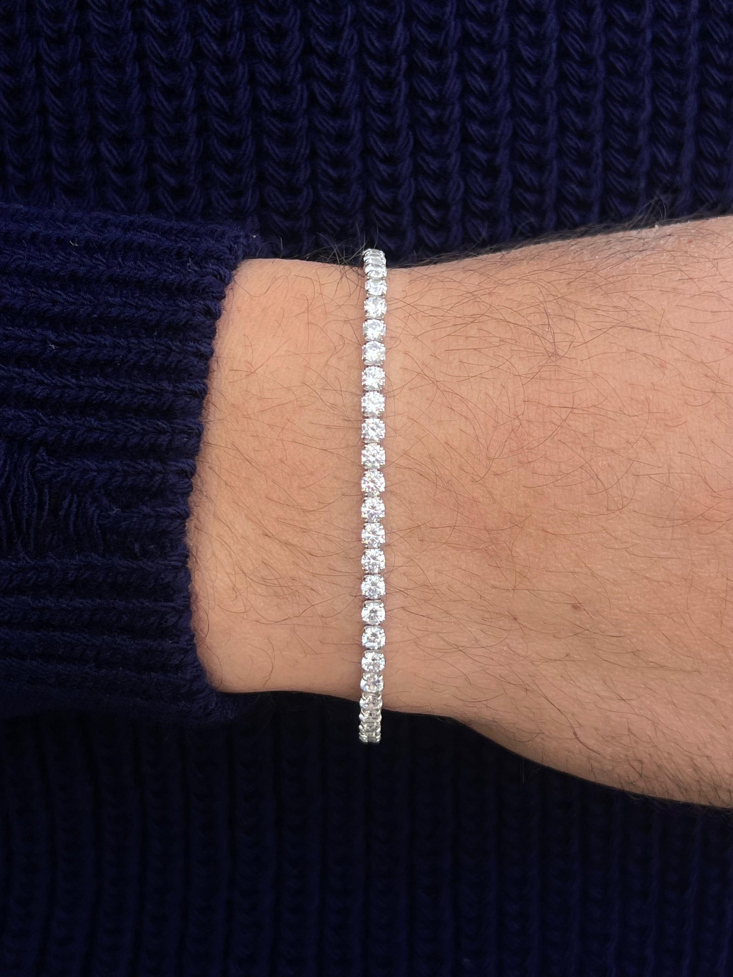 3mm Clear Thick Tennis for Men's Sterling Silver 925s