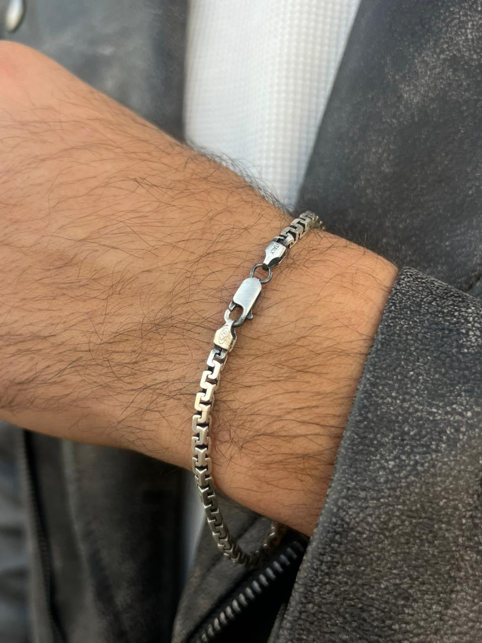 Cubic Linked Bracelet Sterling Silver 925s(21cm-5mm)