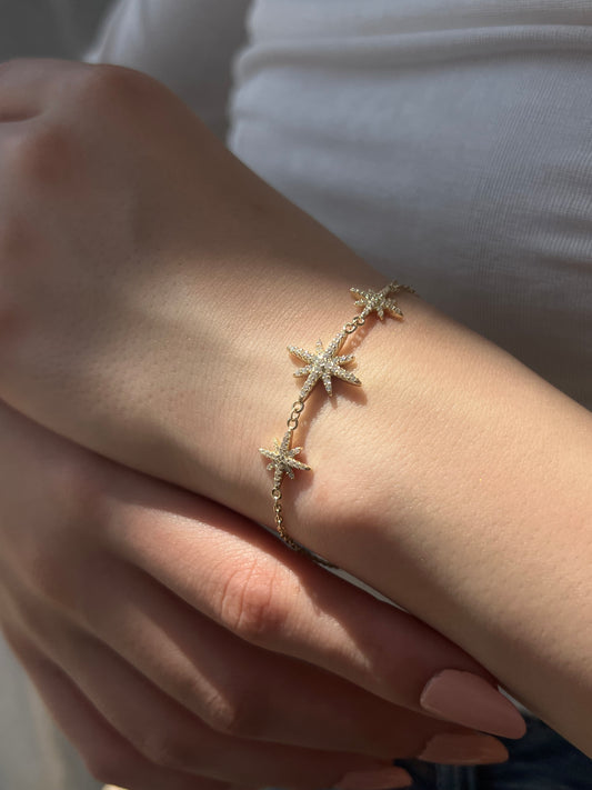 Shining Gold Plated North Star Bracelet – 925 Sterling silver