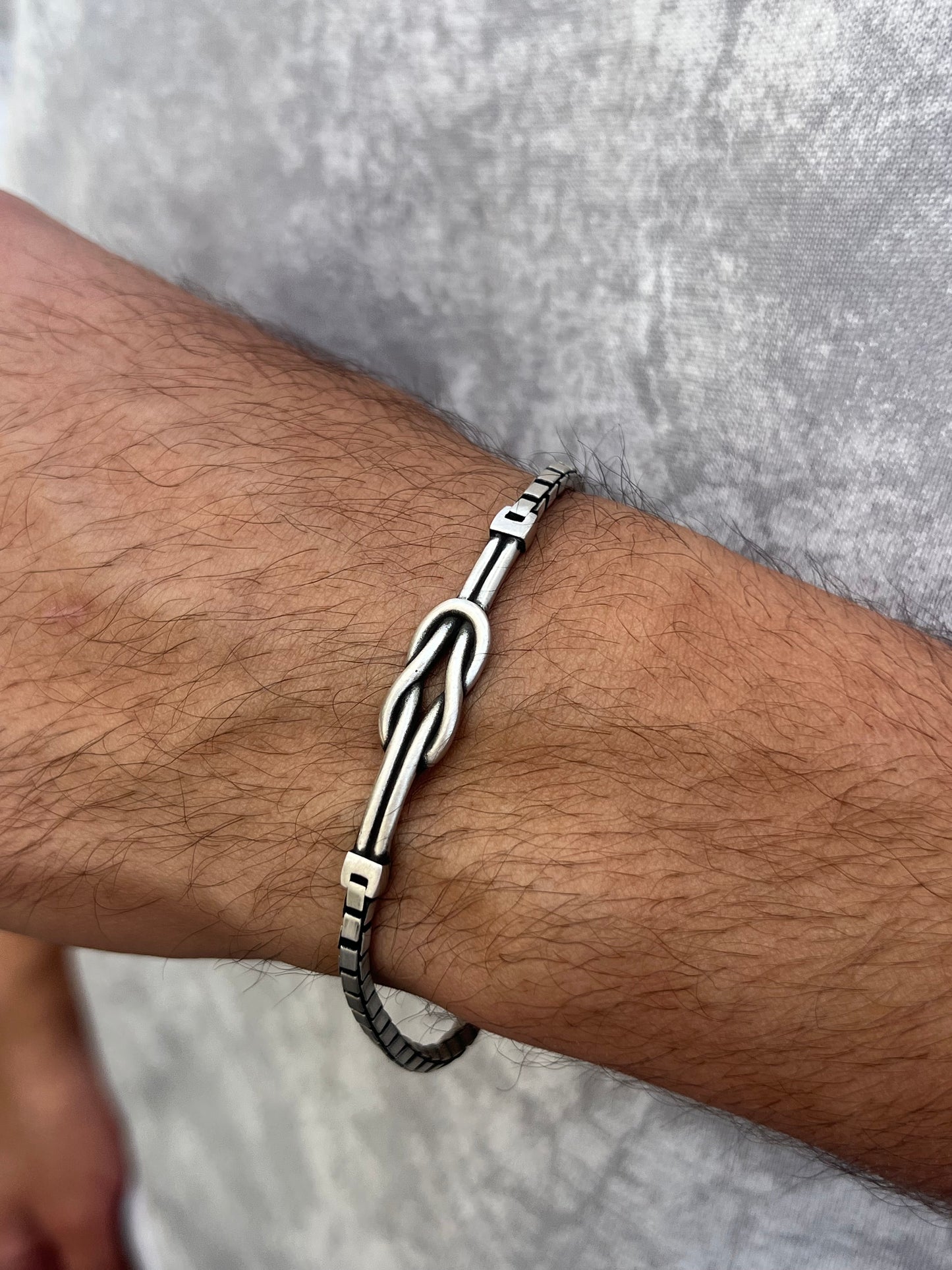 Knot Oxidised-S925 Sterling Silver Bracelet for men