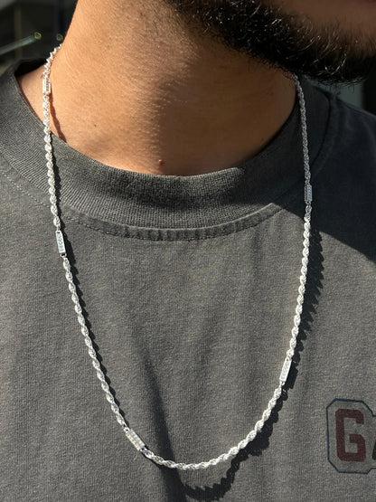 Twisted iced Necklace For Men Sterling Silver925-(64cm)