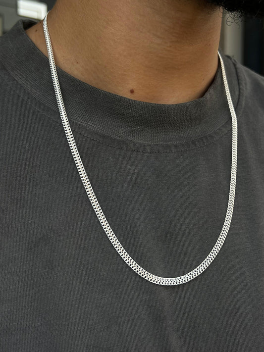 Double Grommet Necklace For Men Sterling Silver925-(58cm-5mm)