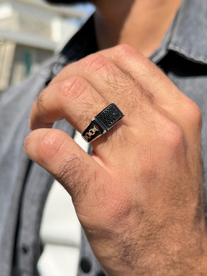 Carbon Forge Ring in Sterling Silver 925s