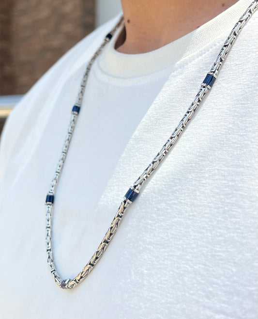 blue accent Necklace For Men Sterling Silver - 925