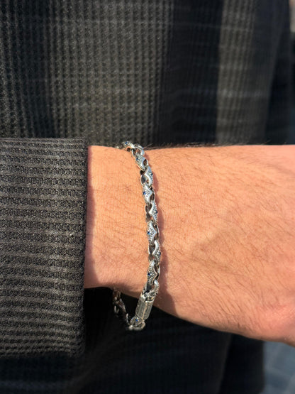 Argent Wolf-S925 Sterling Silver Bracelet for men-20.5cm-6mm