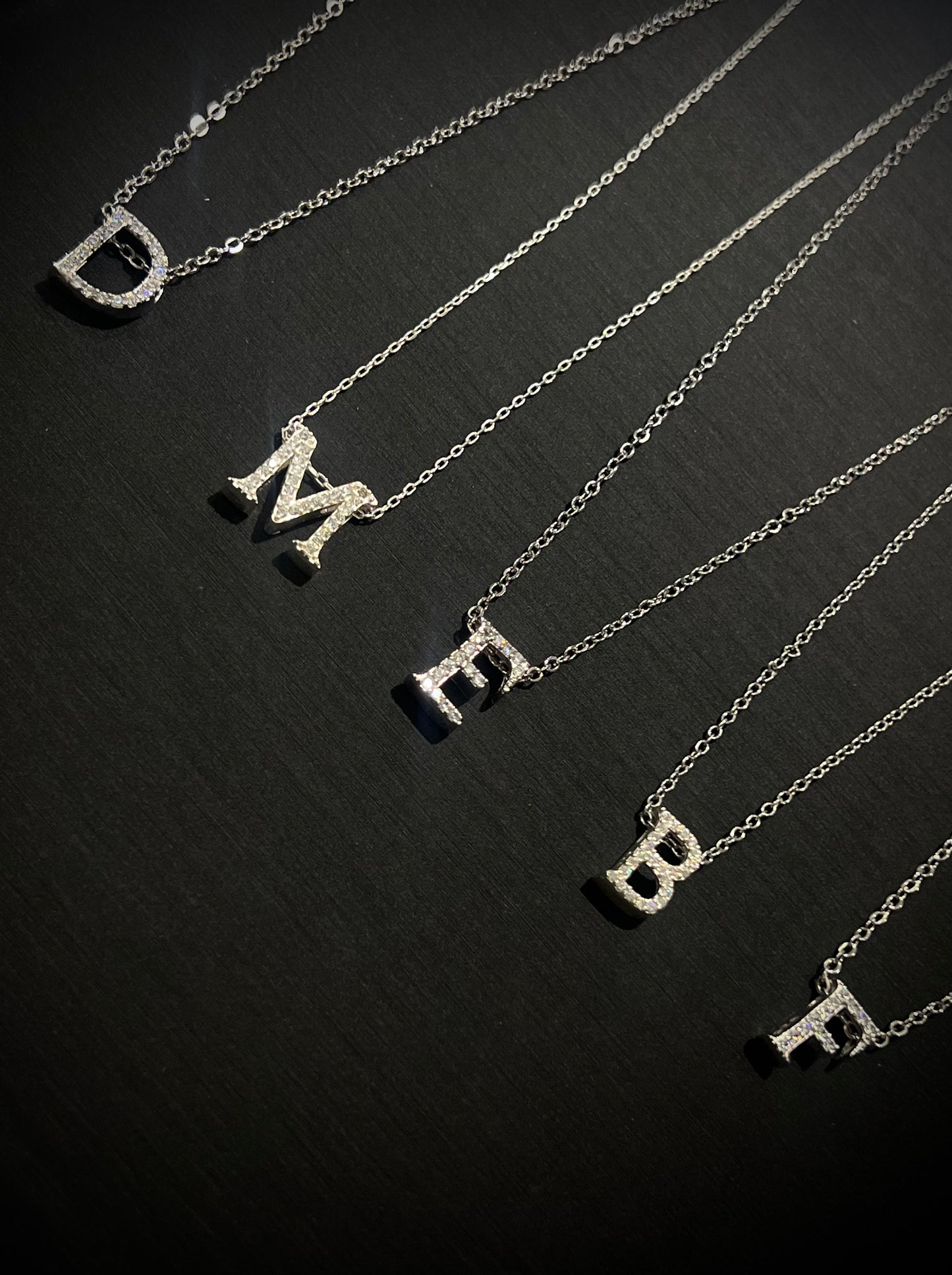 Sparkling Letter  Necklace -pure Silver S925