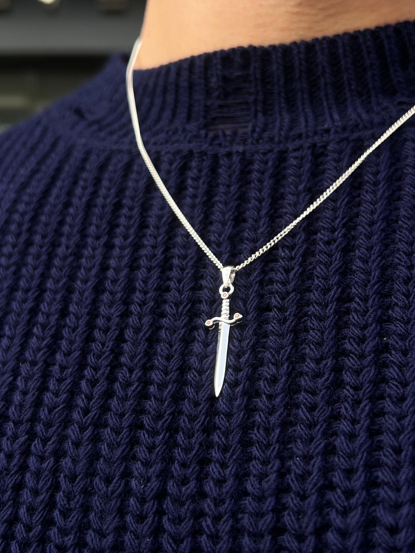 Sword- Grommet Necklace Sterling Silver 925s