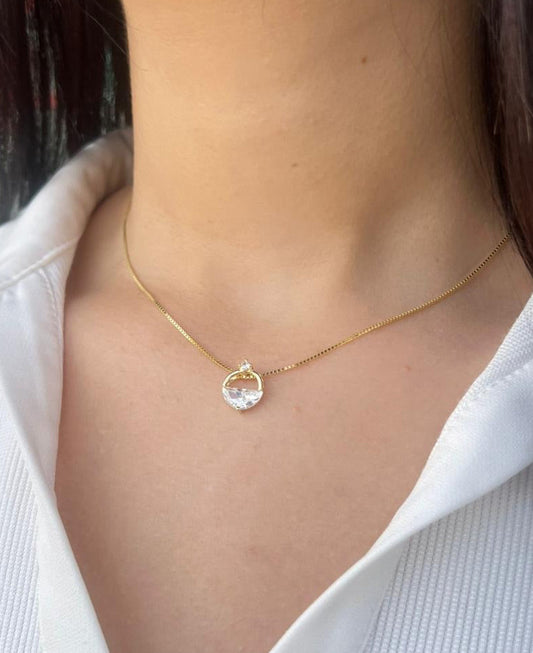 Fine Gold plated Zirconia Dreamy Necklace-in Sterling Silver -925
