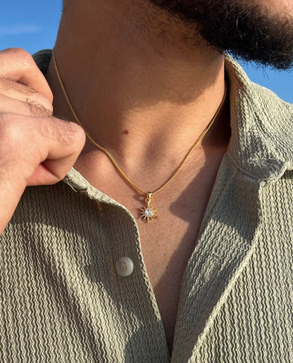 Gold plated Sun Necklace for Men's Sterling Silver 925s