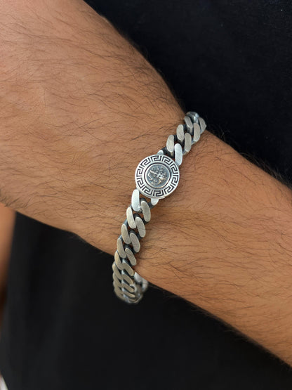 Medusa Bracelet for Men's Sterling Silver 925s-(22cm-10mm)