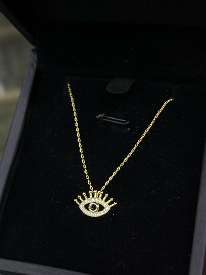 Evil eye Necklace -sterling Silver-925s-Gold plated