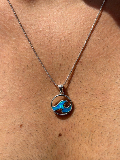 Wave Opal Necklace in Sterling Silver 925s