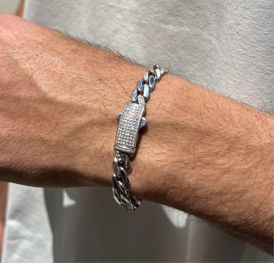 Sparkling Thick Grommet (Cuban Link) Bracelet for Men – Sterling Silver 925