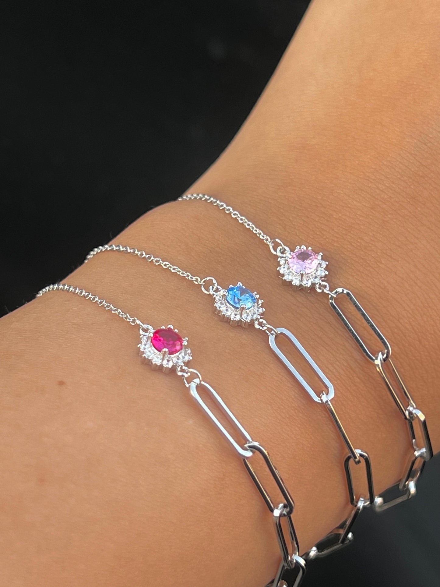 Pop Zirconia Double Sided Bracelet -in Sterling Silver -925