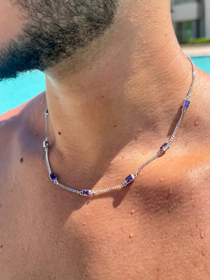 Gem Line Necklace in Sterling Silver 925s