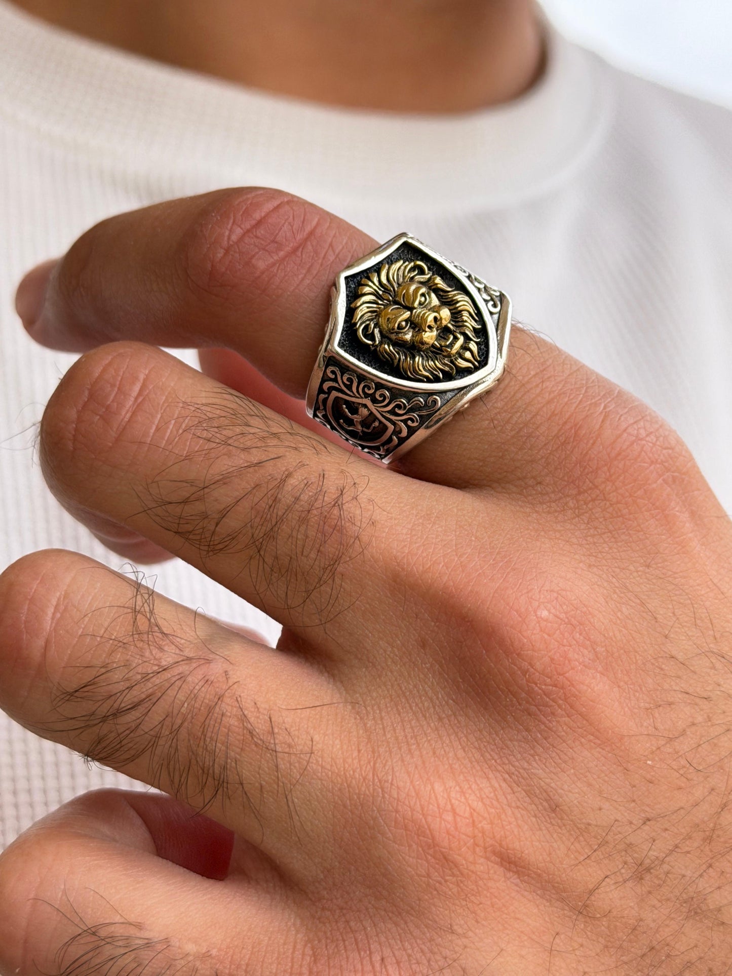 Gilded Lion Ring -for Men's Sterling Silver 925s