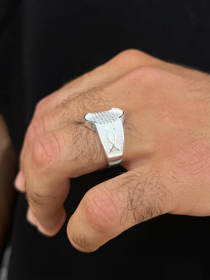 Oval Diamond Zirconia Ring for Men in Sterling Silver 925s