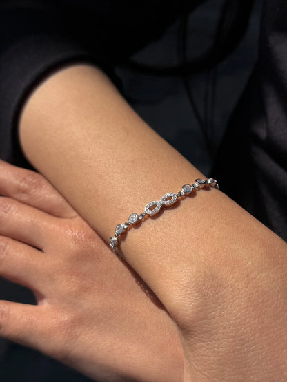 Zirconia infinity-Dots Bracelet -in Sterling Silver -925