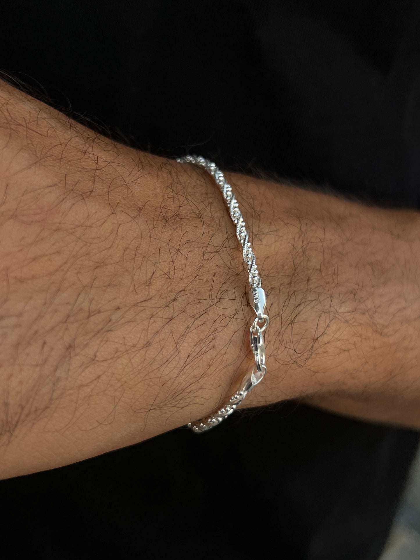 Twisted Maze Bracelet for Men's Sterling Silver 925s-(19cm-3mm)