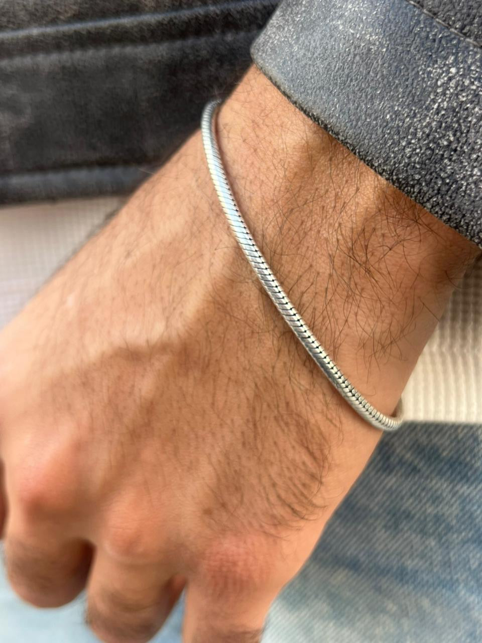 Thick Rattail S925 Sterling Silver Bracelet for men(21cm-4mm)