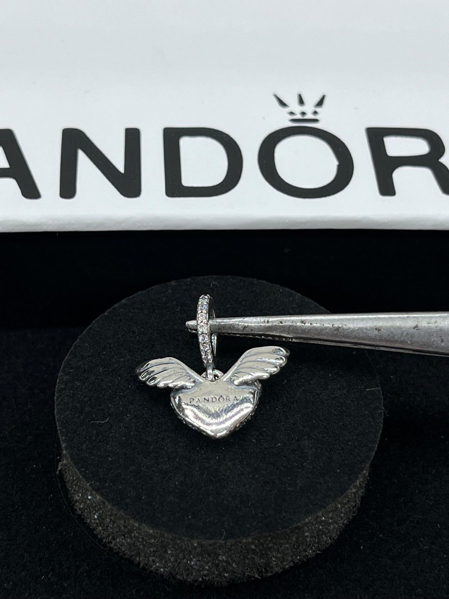 Pavé Heart and Angel Wings Charm