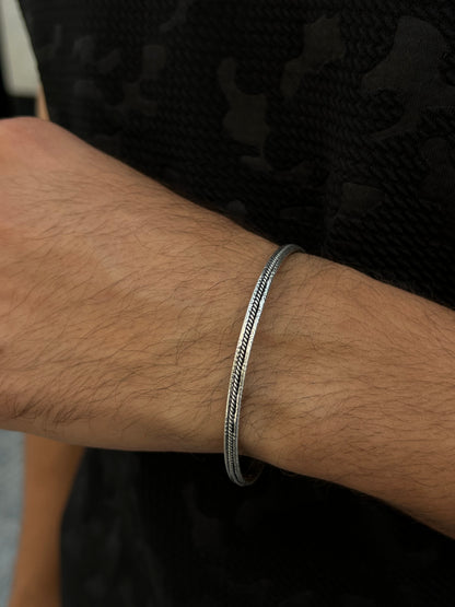 Twisted -Hearts inside Men bangle-S925 Sterling Silver bangle for men