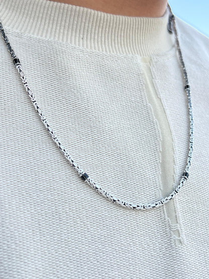Black accent king Necklace For Men Sterling Silver925- 58cm-2mm