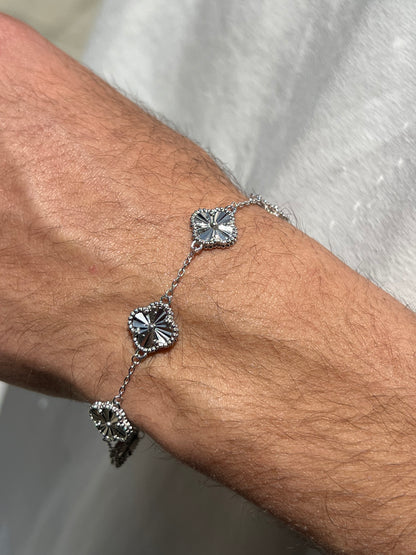 Diamond cut Men’s 5 Van Cleef Bracelet in Italian Silver S925