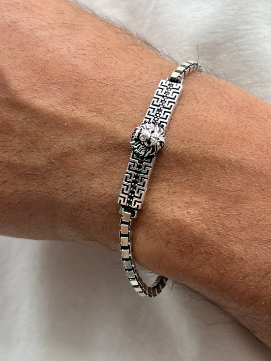 Versace Lion Bracelet for Men's Sterling Silver 925s-18cm