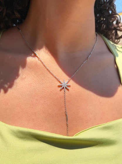 Starburst Chain Necklace in Sterling Silver 925s