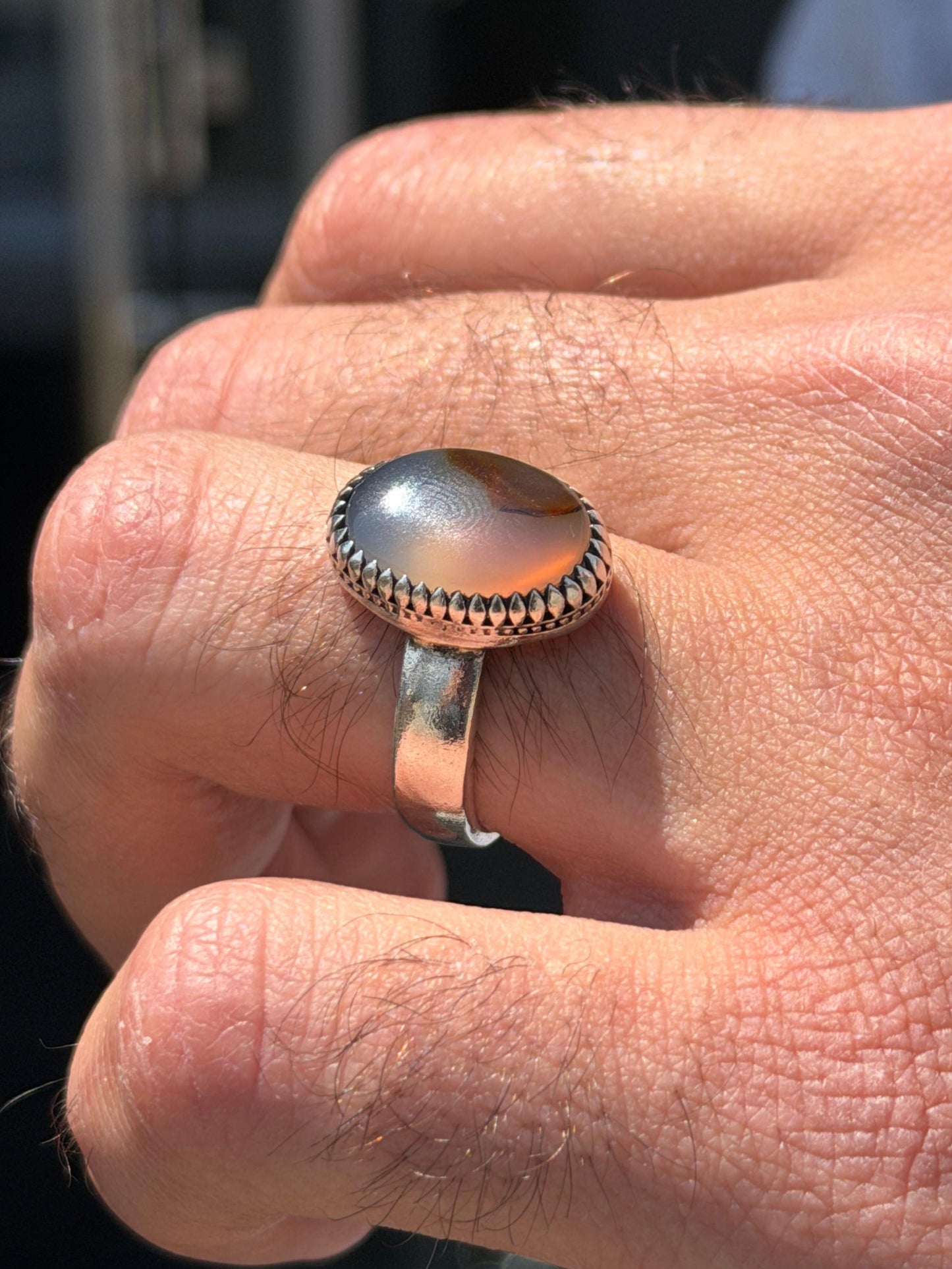 Agate Stone Ring -for Men's Sterling Silver 925s