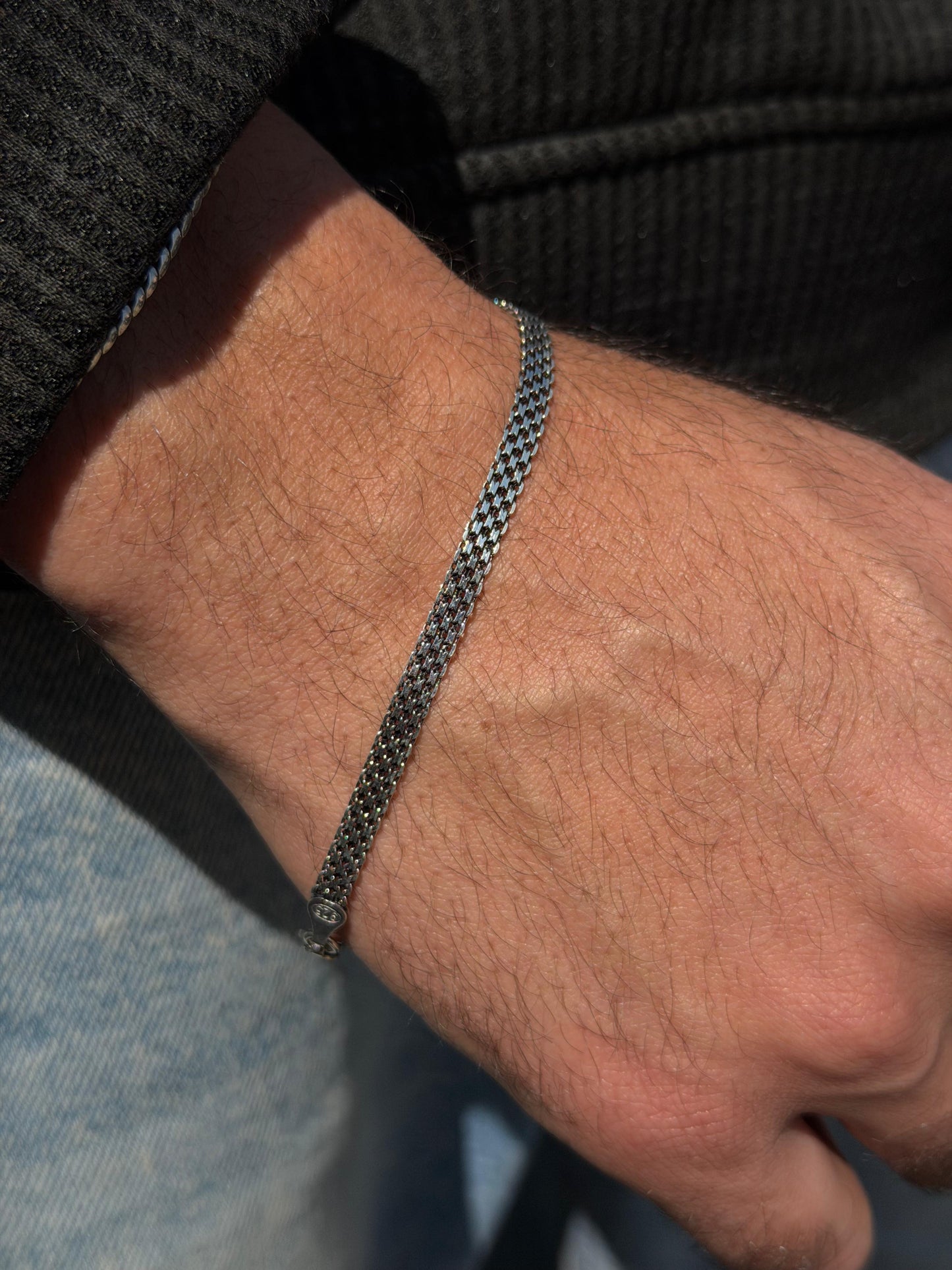 Midnight Mesh-S925 Sterling Silver Bracelet (21cm-4mm)