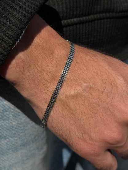 Midnight Mesh-S925 Sterling Silver Bracelet (21cm-4mm)