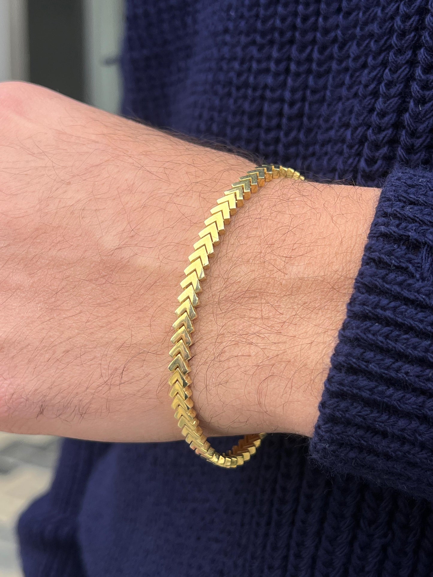 Gold Plated V Cut Bracelet Sterling Silver 925s-20cm